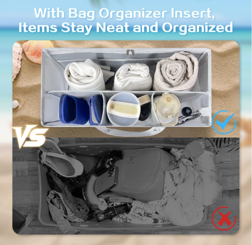 منظم بحجم XL مع فواصل | إكسسوارات حقائب الشاطئ | مقسم لحقيبة Bogg Bag