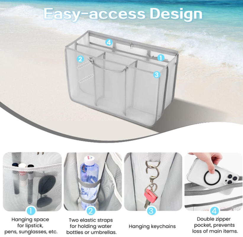منظم بحجم XL مع فواصل | إكسسوارات حقائب الشاطئ | مقسم لحقيبة Bogg Bag